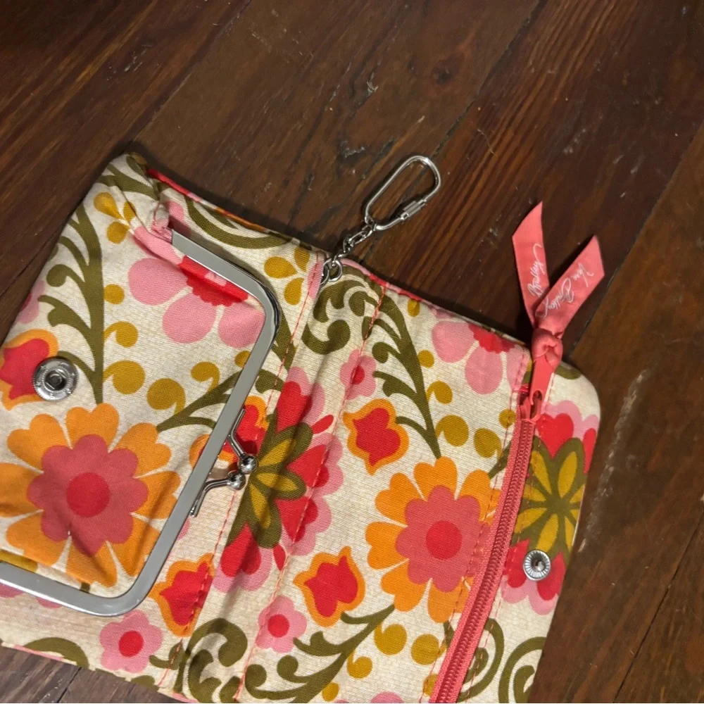 Vera Bradley Floral Quilted Wristlet in Pink, Orange, Yellow, Olive - Picture 3 of 4